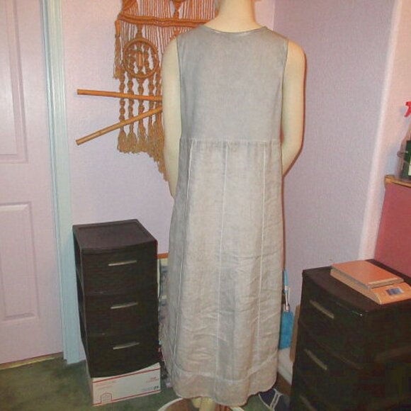 Soft Surroundings Charlene Linen Midi Dress Size M Pockets Sleeveless High Low - Picture 8 of 12